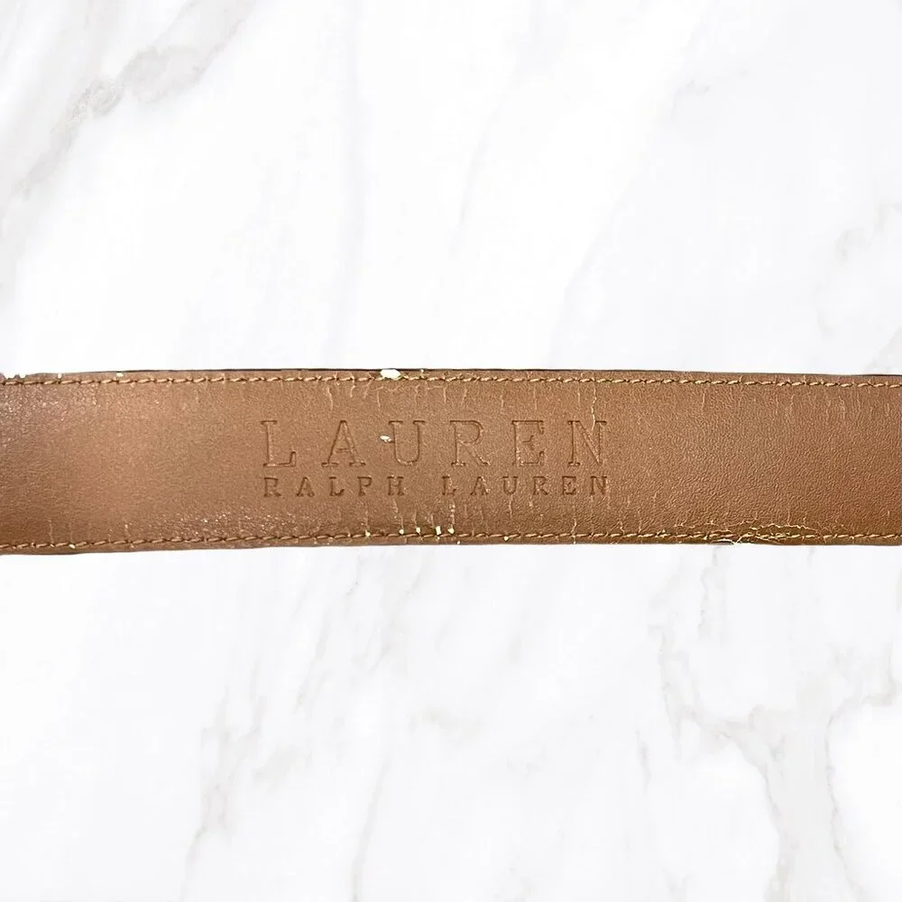 Ralph Lauren Men's Brown 100% Leather Belt Silver Buckle, Size 34‎